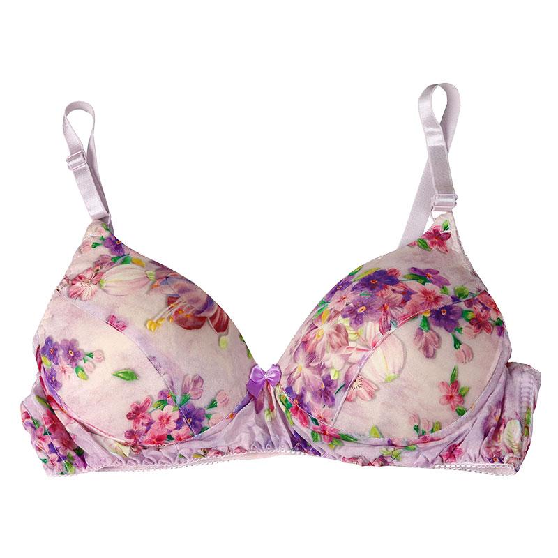 ブラジャー レディース おしゃれ 快適 下着 薄手 花柄 通気性 ノンワイヤー 二重 柔らかい シームレス インナー