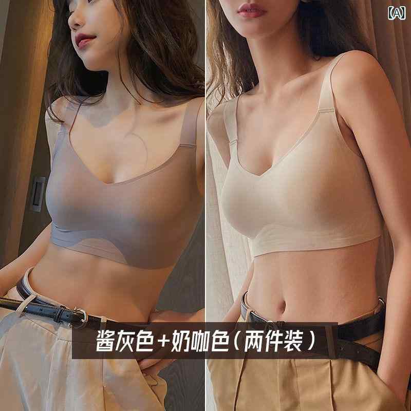 フロントップ楽天市場店のブラジャー レディース 夏 薄手 ノンワイヤー 盛れる 脇肉カバー バストアップ シームレス 大きいサイズ 小さく見せる｜アングル2