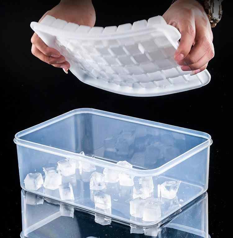 Ice-Makers - 製氷皿 小粒 商業用 大容量 収納 冷凍 スコップ シンプル PP 蓋つき 積み重ね 取り出しやすい 簡単 便利 大きめ スクエア 密閉 取手 透明