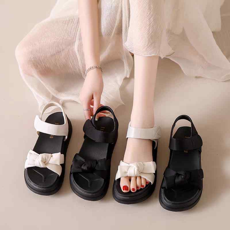 サンダル レディース おしゃれ 夏 リボン 柔らかい 履きやすい 疲れにくい 外履き 妊婦 ビーチ かわいい 靴 配スカート子