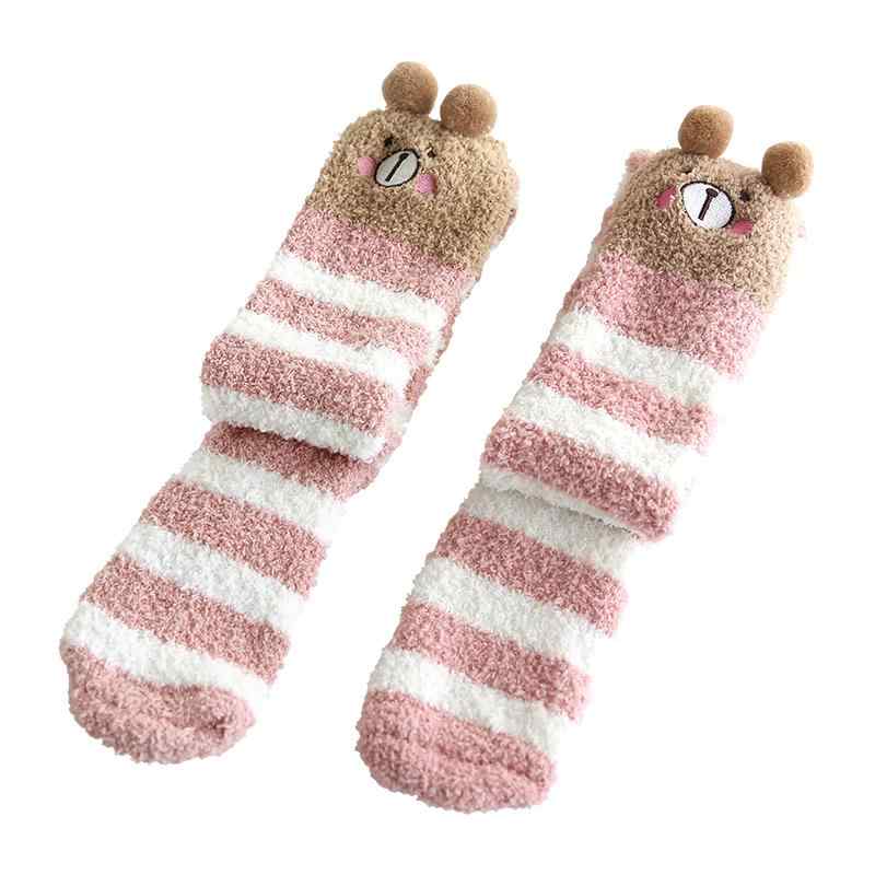 靴下 レディース おしゃれ 秋冬 ふわもこ ロング ルームソックス ひざ上 暖かい 暖かい マタニティ 厚手 厚手 キャラクター 柄 ロング 毛足長 パイル 睡眠用