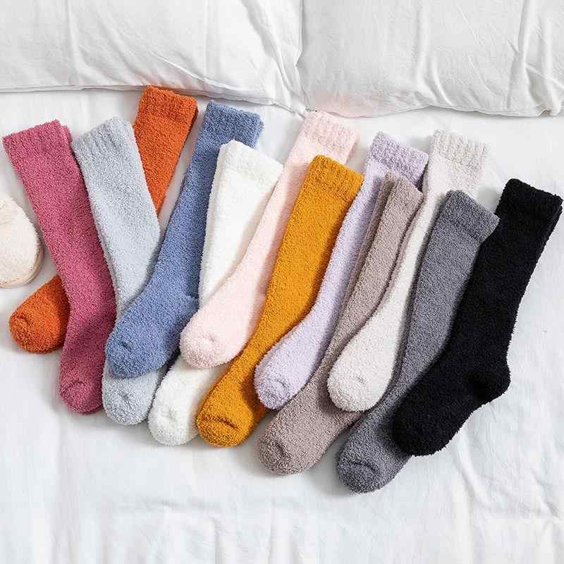 靴下 レディース おしゃれ メンズ 春秋 ロング もこもこ 睡眠 ルームソックス カップル 厚手 あたたかい コーラルフリース