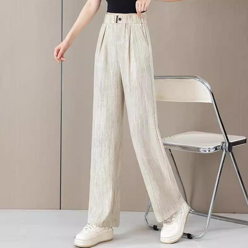 Rakuten - パンツ レディース おしゃれ カジュアル 夏 薄手 涼しい 快適 ハイウエスト ストレート ワイド ゆったり 縦ライン 落ち感