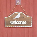 welcome プレート 玄関 装飾 ドア サイン おしゃれ 壁掛け 吊り下げ レトロ Open Closed 木製 鳥 両面 ホーム 黒 茶 シンプル ヨーロピアン