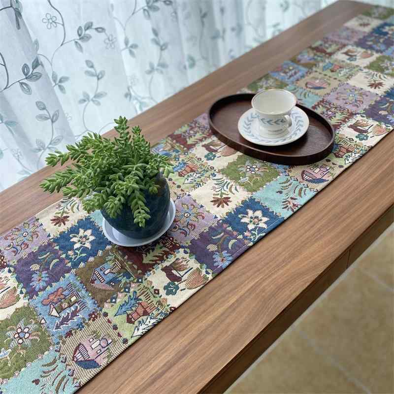 Table Runners - テーブルランナー おしゃれ アメリカン カントリー調 コットンリネン 食卓 センター クロス カバー布 ダイニング キャビネット チェスト 花 蝶 柄 上品