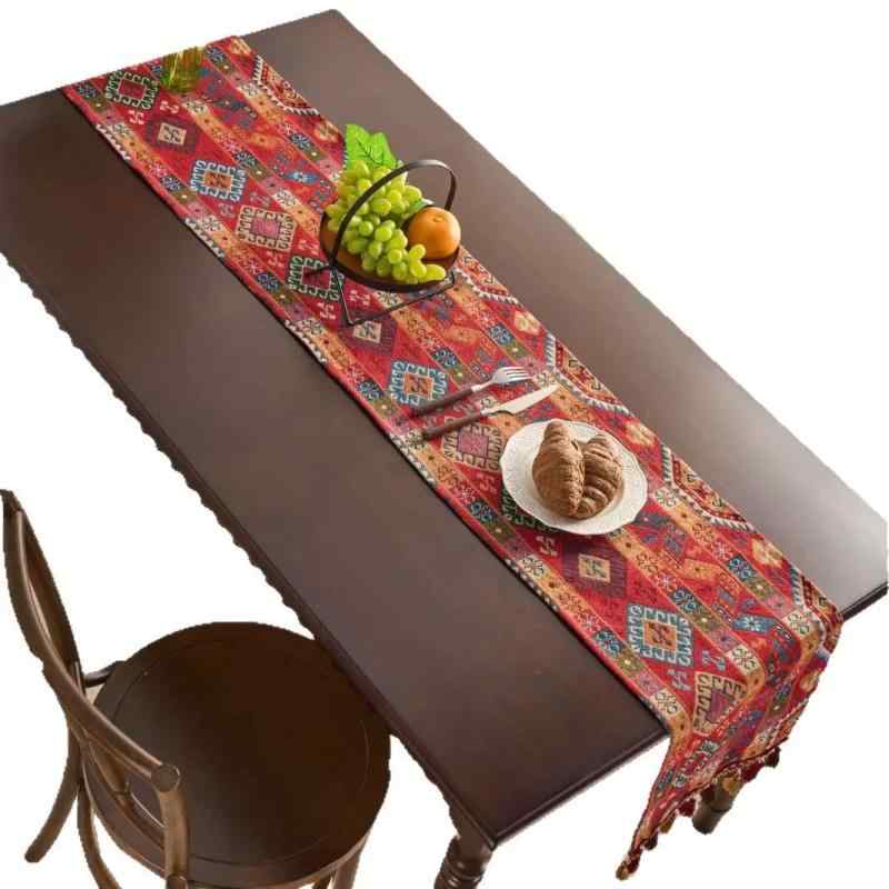 テーブルランナー おしゃれ アメリカン カントリー エスニック調 コットンリネン 食卓 センター カバー..