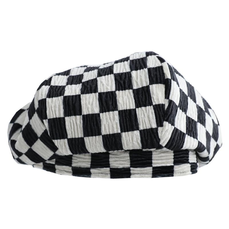 ベレー帽 レディース おしゃれ カジュアル チェック柄 春夏 秋 韓国 小顔効果 大きめ シンプル モノトーン かわいい
