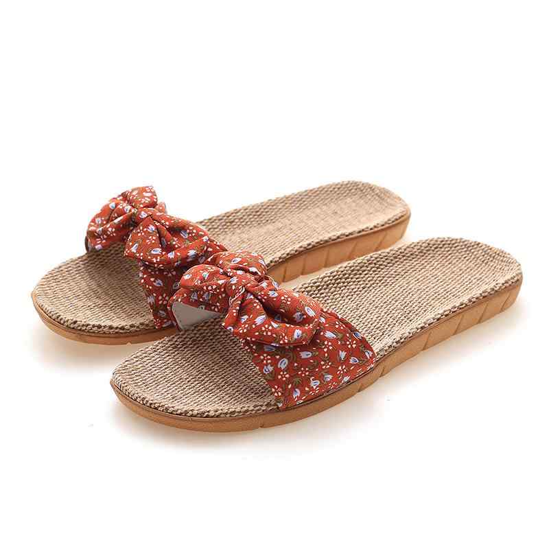 サンダル レディース おしゃれ カジュアル 夏 蝶リボン 滑り止め アジアン 麻 プリンセス 室内 屋外 オールシーズン
