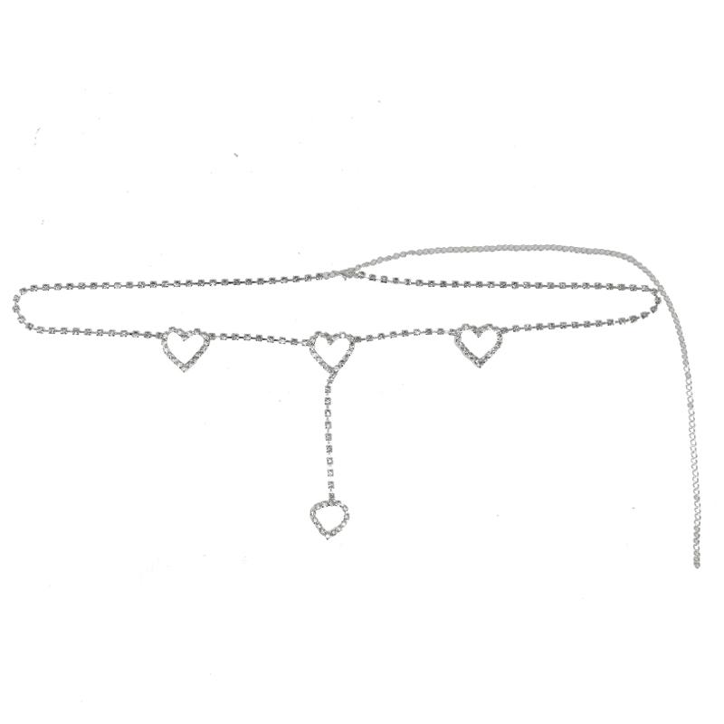 ウエストチェーン レディース おしゃれ カジュアル ハートモチーフ チェーンベルト デコレーション アクセサリー 体型カバー ウエストマーク 夏