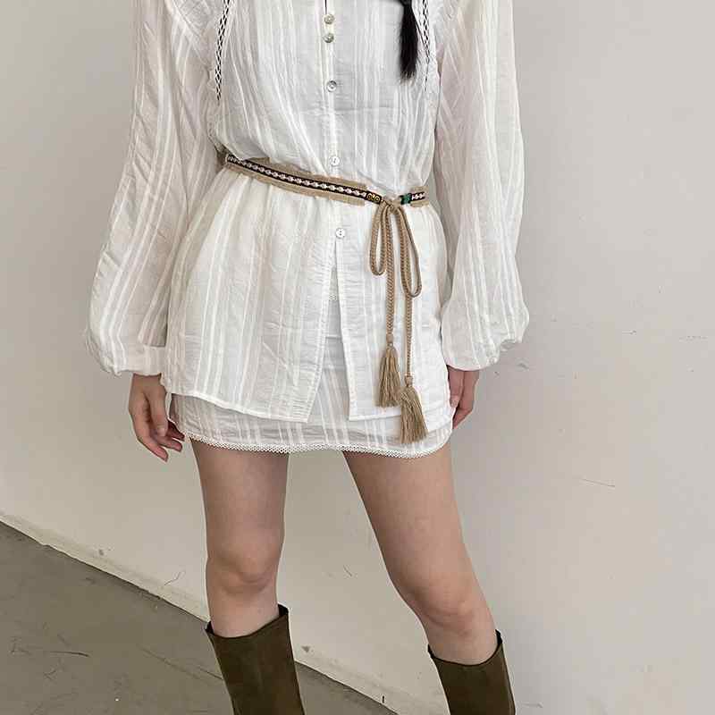 ベルト レディース おしゃれ カジュアル 夏 編み込み レトロ 民族風 装飾 ロープ タッセル ウエストマーク ワンピース用