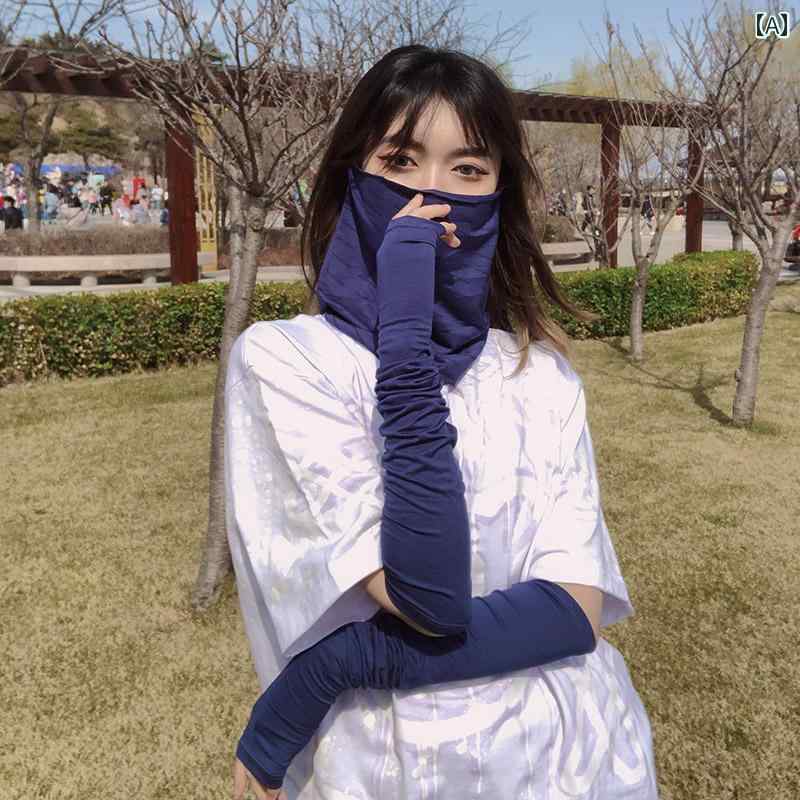 フェイスカバー レディース おしゃれ 夏 薄手 日焼け防止 フェイスマスク アウトドア サイクリング 運転 耳かけ 冷感 アームカバーセット