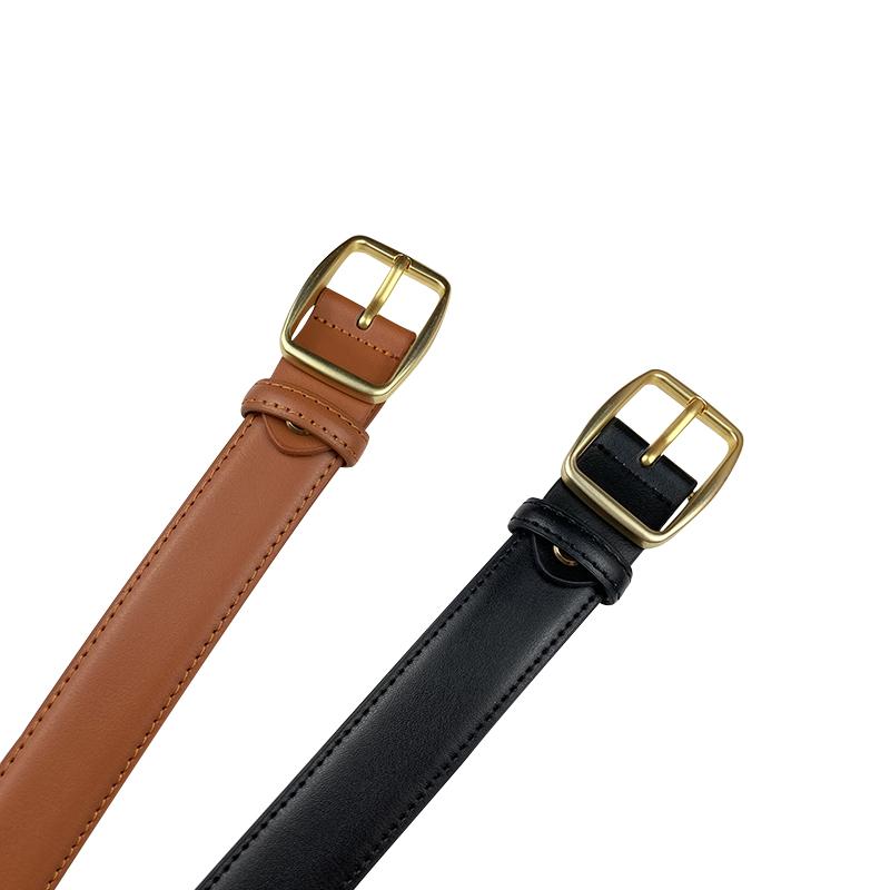 ベルト レディース おしゃれ カジュアル 革 スリム 金バックル シンプル デニムパンツ 韓国 ヴィンテー..