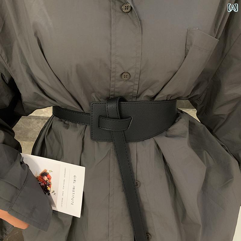 ベルト レディース おしゃれ カジュアル 幅広 韓国 シンプル 革 装飾 大人 コーデ コート ワンピース シャツ スタイリッシュ ウエストマーク