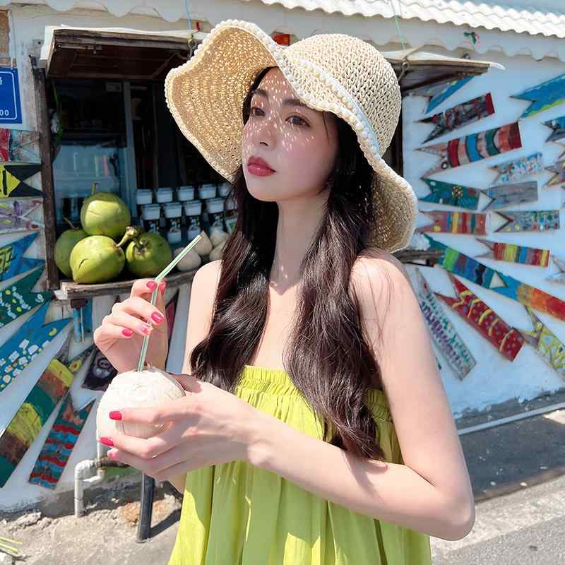 麦わら帽子 レディース おしゃれ カジュアル 夏 つば広 編み 日焼け防止 ビーチ リゾート アウトドア 小顔効果