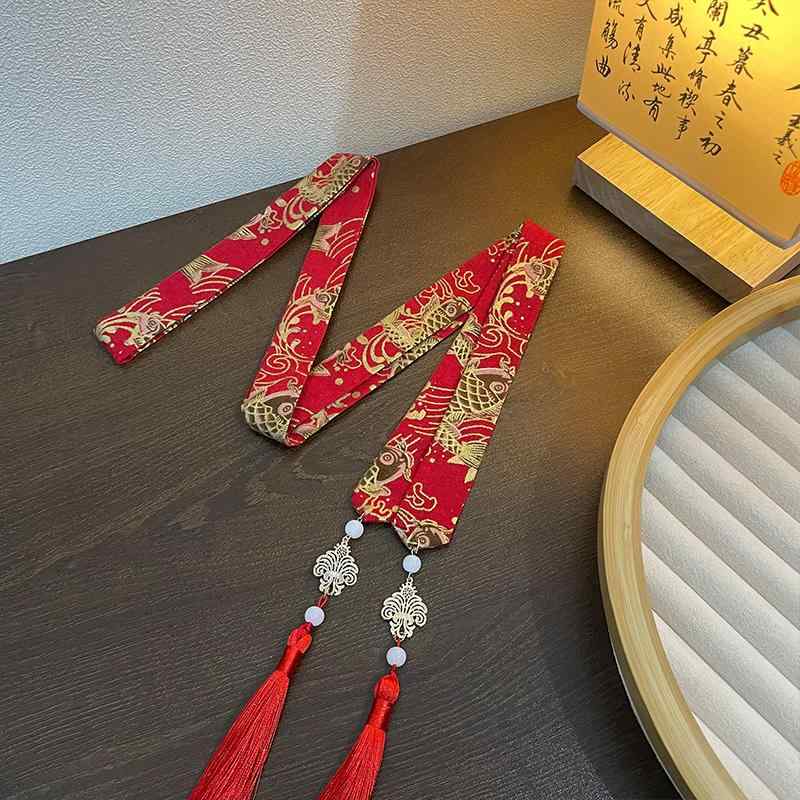 ヘアアクセサリー レディース 中国風 レッド リボン マーメンスカート用 和装 レトロ 髪飾り 高馬尾