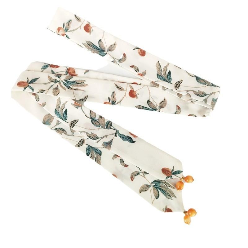 リボン ヘアバンド レトロ 秋色 枫葉 柿柄 タッセル 伝統風 髪飾り 宮廷風 飾り紐 おしゃれ