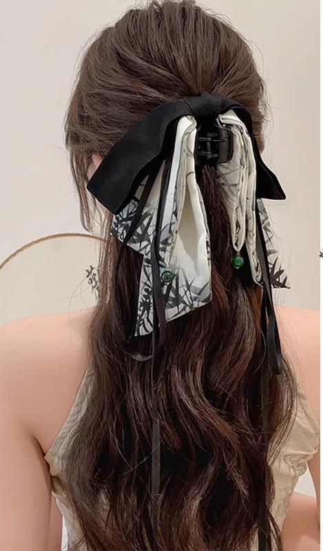 スタイル: 民族風 カテゴリ: ヘアクリップ デザイン: 千字文リボン付き カラー: 千字文リボン