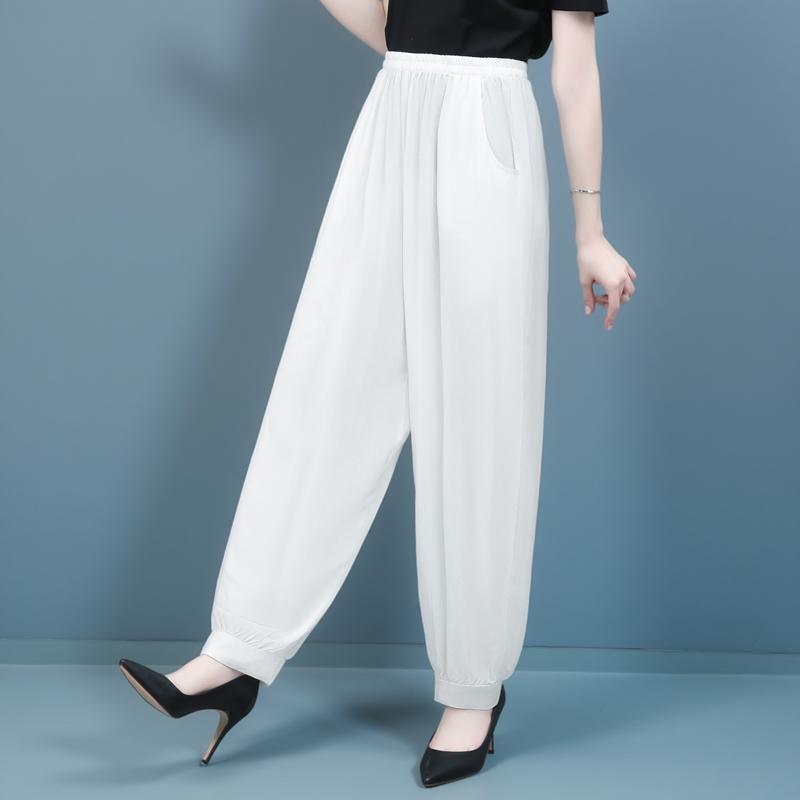 ジョガーパンツ レディース おしゃれ 快適 夏 ゆったり 大きいサイズ 綿しるく 虫よけ 蚊よけ 裾絞り ママ カジュアル ダンス 練習着 راحت