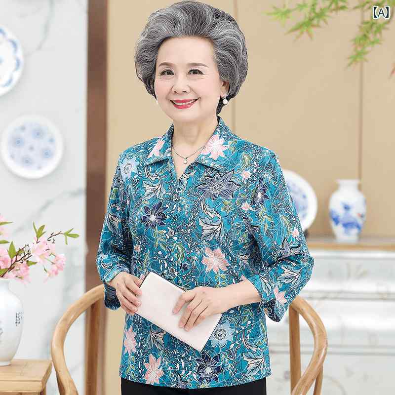 樂天商城 - シャツ レディース おしゃれ 快適 長袖 花柄 秋 春 シニア ミセス 高齢者 70代 80代 ゆったり 体型カバー 上品