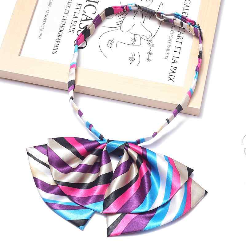 蝶ネクタイ レディース おしゃれ 韓国 ストライプ リボン オフィス 事務 制服 銀行 スチュワーデス 業務用 ビジネス フォーマル