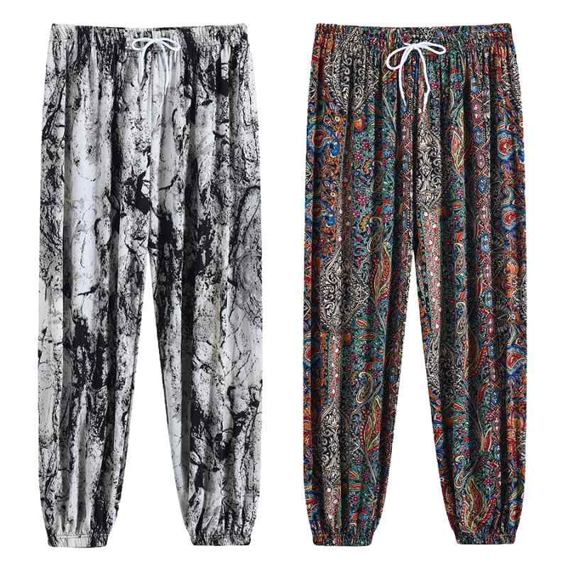 パンツ レディース おしゃれ 快適 夏 花柄 九分丈 ジョガーパンツ アイス 涼しい 薄手 ゆったり 大きいサイズ ハイウエスト 虫よけ 蚊よけ