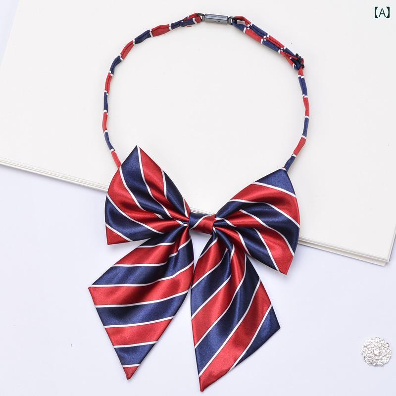 蝶ネクタイ レディース おしゃれ ストライプ 衣装 OL 装飾 銀行 ホテル 制服 結び目 アクセサリー ビジネス フォーマル