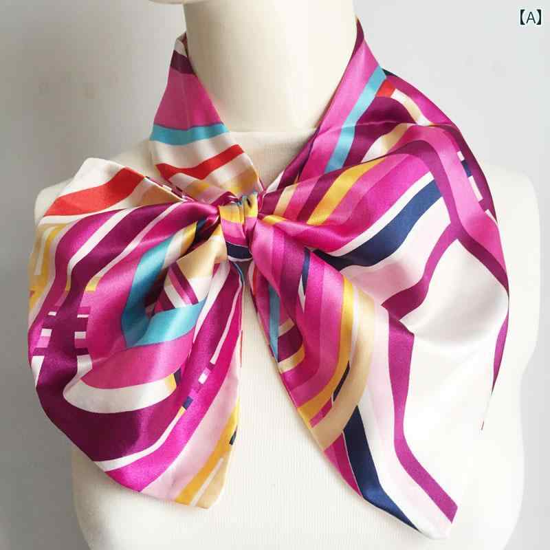 スカーフ レディース おしゃれ ビジネス 多機能 シフォン オフィス スチュワーデス 銀行 制服 アレンジ 春夏 ストライプ 柄 上品