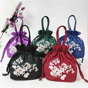 巾着 バッグ 手提げ レディース 和装 小物 布 スマホポーチ 花柄 刺繍 母の日 ギフト 自立 韓服 コンパクト