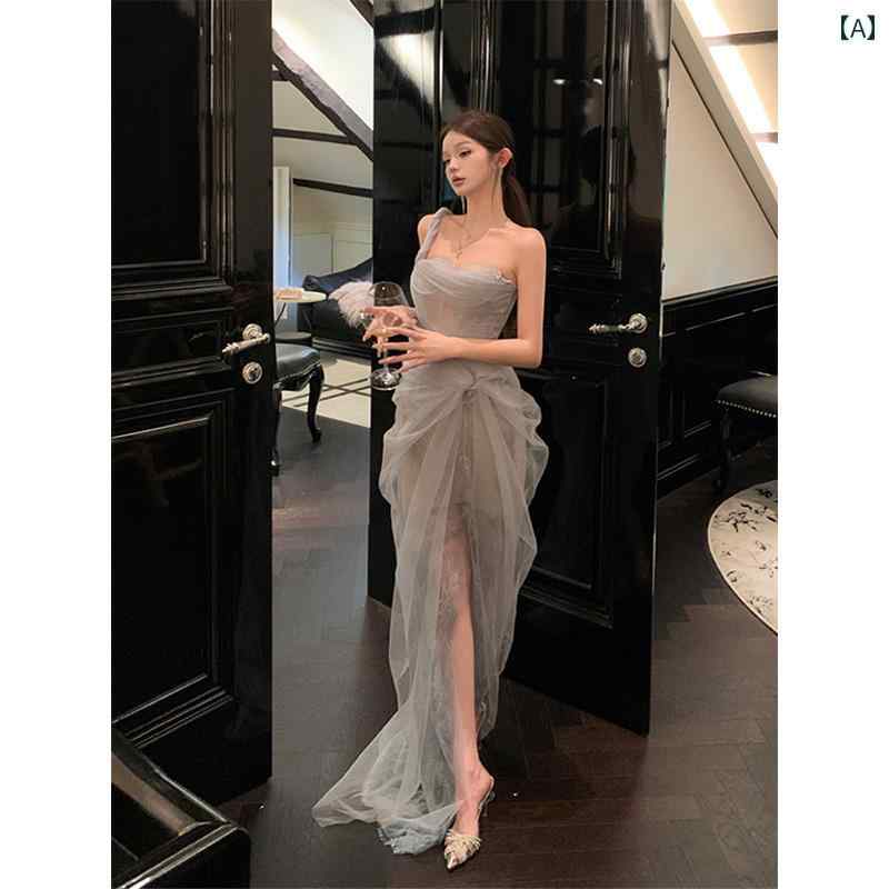 ブライズメイド ドレス レディース お揃い 魚骨 レース 薄手 チュール キャミソール ストラップ ビスチェ風 小顔効果 披露宴 パーティー 結婚式 お呼ばれ 上品 シースルー