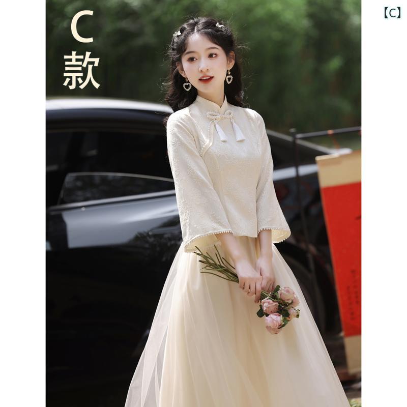 ブライズメイド ドレス レディース お揃い 春夏 シャンパンカラー 結婚式 華やか 着やせ効果 ロング丈 上品 シスターズグループ 半袖 エレガント フォーマル ガーリー