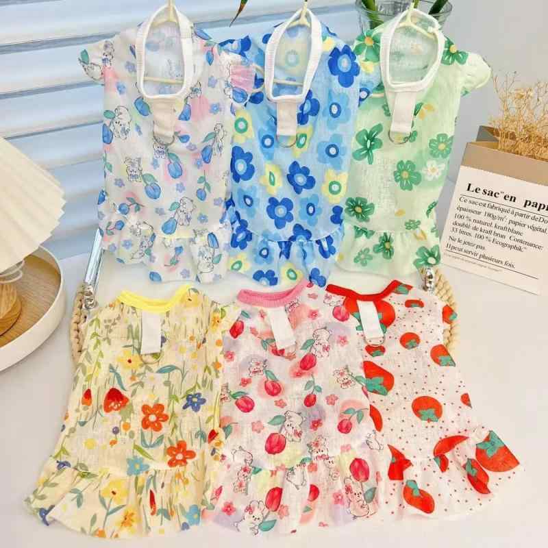 犬 服 女の子 かわいい 花 うさぎ 柄 大きいサイズ ゴールデンレトリバー ビションフリーゼ 夏 通気性 ..