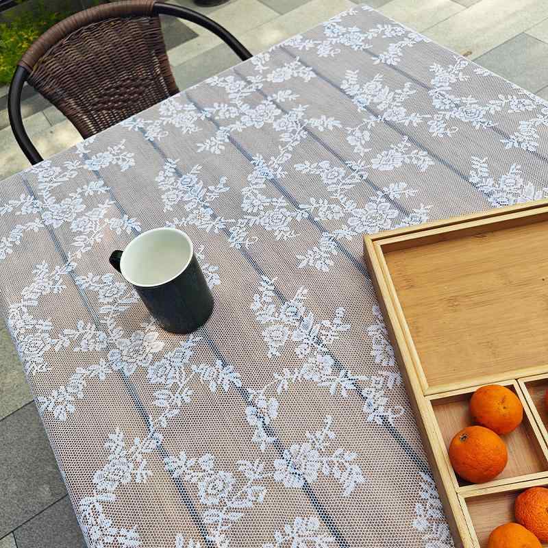 テーブルクロス レース 白 長方形 レトロ ダイニング カバー モダン インテリア シンプル ナチュラル おしゃれ 花柄 軽量 柔らかい 薄手