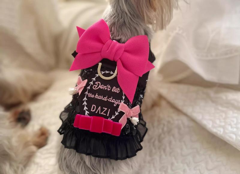 犬 服 女の子 かわいい ペット フリル リボン スパンコール ドレス マルチーズ ミニチュアシュナウザー..