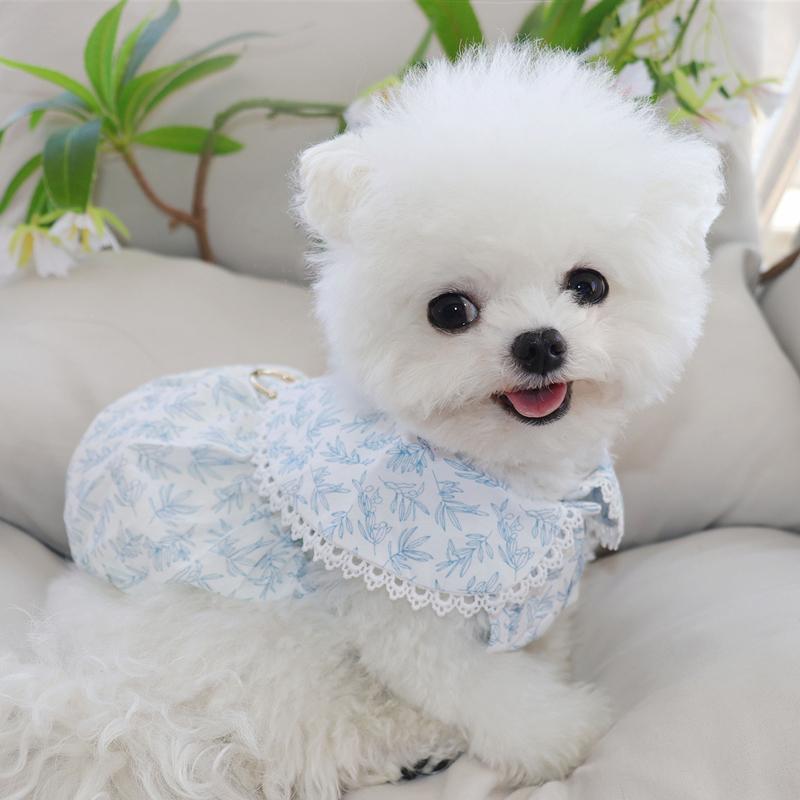 犬 服 女の子 かわいい 夏 薄手 フレンチ 花柄 フェアリー スカート ビションフリーゼ マルチーズ 猫 ..