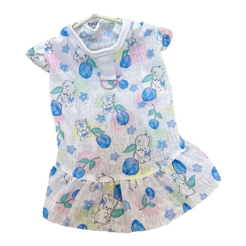 犬 服 女の子 かわいい コーギー 柴 うさぎ 花柄 夏 薄手 ペット 通気性 涼しい 抜け毛 汚れ 防止 プリ..