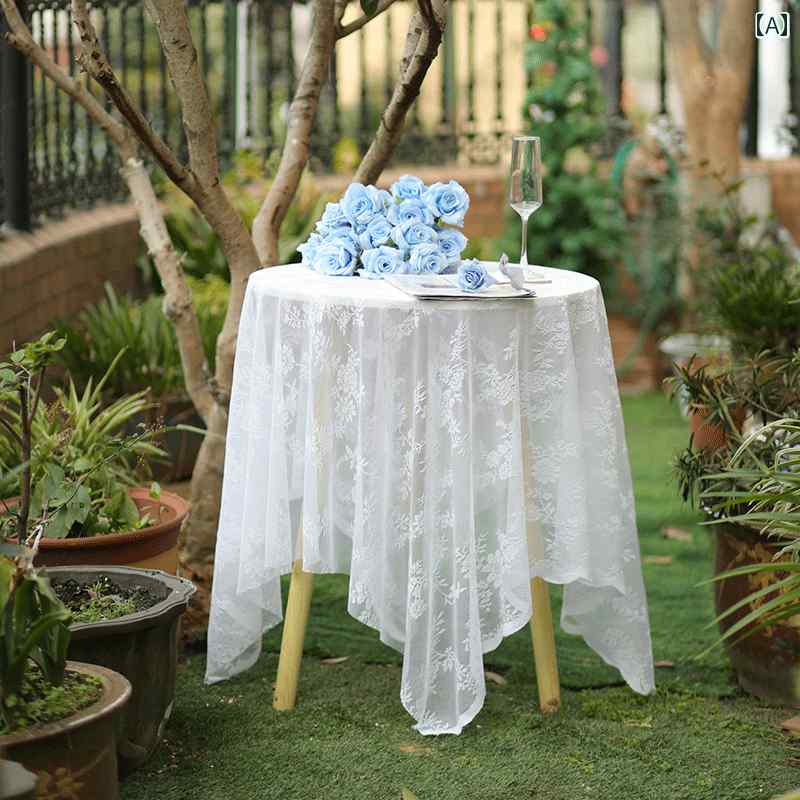 テーブルクロス レース 白 北欧 刺繍 ウェディングベール カバー 防塵 シンプル ナチュラル インテリア..