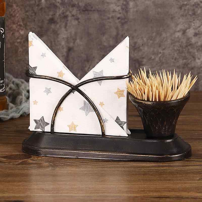 ペーパーナプキン ホルダー アイアン ヴィンテージ風 ティッシュ スタンド 爪楊枝ケース 卓上 キッチン..