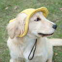 犬 日除け 帽子猫 ペット用品 夏 バケットハット 耳だし 脱げにくい 日焼け防止 紐 調節可 散歩 アウトドア かわいい コーデュロイ 黄色 緑