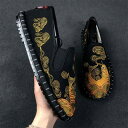 スリッポン メンズ おしゃれ カジュアル 歩きやすい 春秋 黒 刺繍 ローカット 多機能 ドライビング ワークシューズ