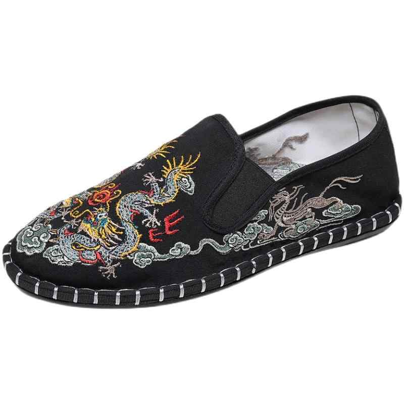スリッポン 布靴 メンズ おしゃれ カジュアル 歩きやすい 中国風 刺繍 滑り止め 通気性