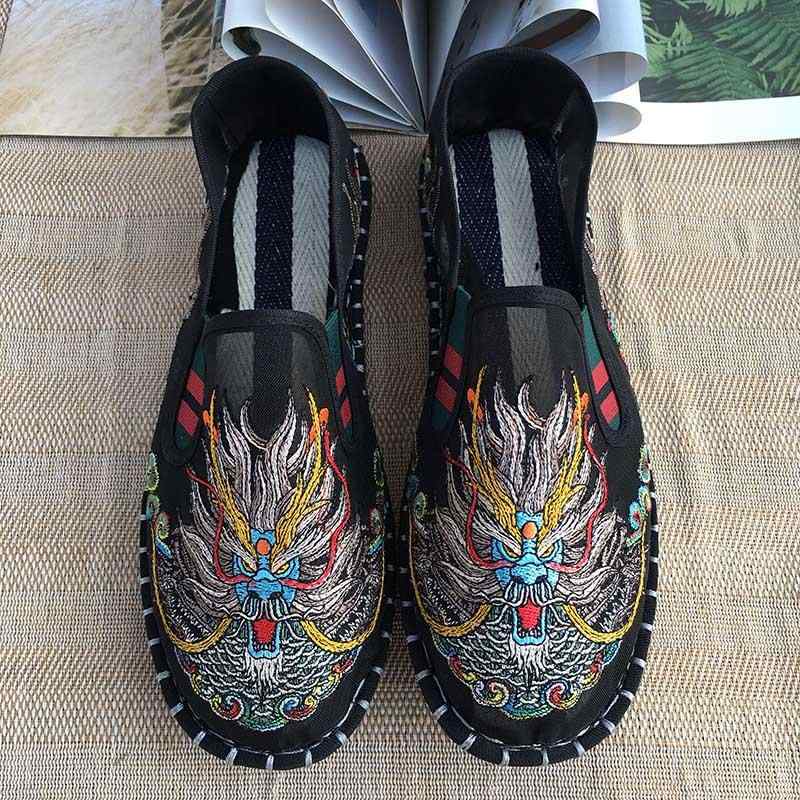 スリッポン 布靴 メンズ おしゃれ カジュアル 歩きやすい 中国風 刺繍 一足履き 通気性 滑り止め メン..