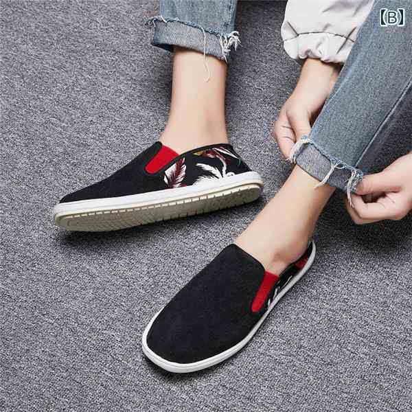 スリッポン 布靴 メンズ おしゃれ カジュアル 歩きやすい 刺繍 通気性 千層底 シンプル ローカット シューズ