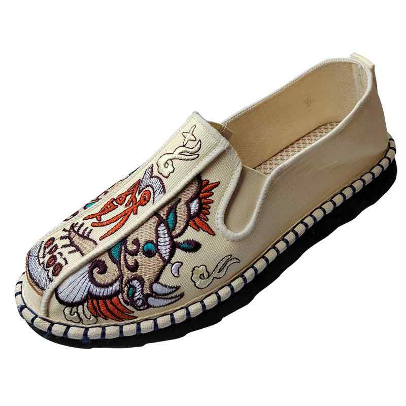 スリッポン シューズ メンズ おしゃれ カジュアル 歩きやすい 中国風 刺繍 ハンドメイド 麻底 キャンバ..