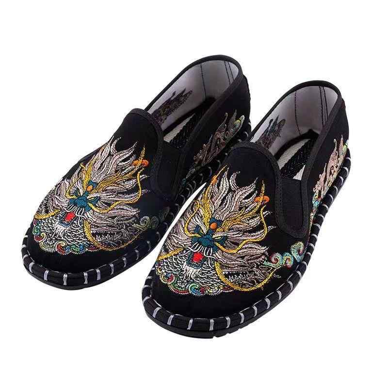 スリッポン 布靴 メンズ おしゃれ カジュアル 歩きやすい 刺繍 脚絵柄 中華風 花柄 民族風 的 舞台 パ..