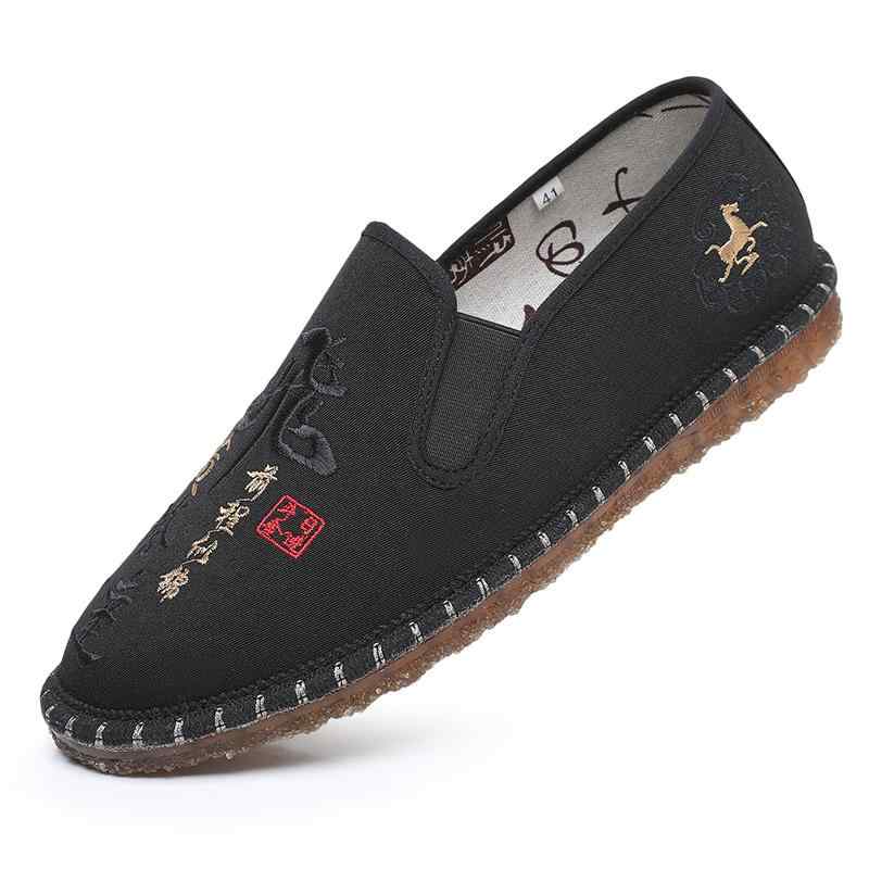 スリッポン 布靴 メンズ おしゃれ カジュアル 歩きやすい 中国風 刺繍 花柄 軽量 通気性 滑り止め 牛筋..