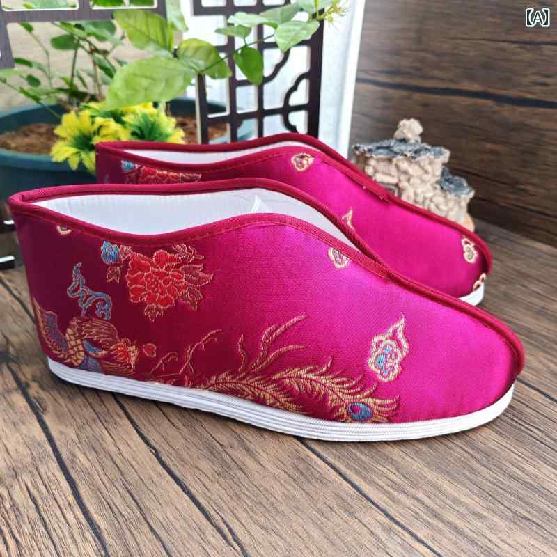 布靴 レディース おしゃれ 歩きやすい 刺繍 蓮花底 千層底 シニア 伝統柄 葬儀 法事 小物