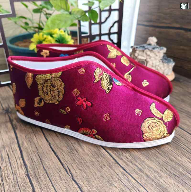 布靴 レディース おしゃれ 歩きやすい 刺繍 蓮花底 千層底 シニア 伝統柄 葬儀 法事 小物 frontop-13045172 フロントップ楽天市場店 サンプル画像2