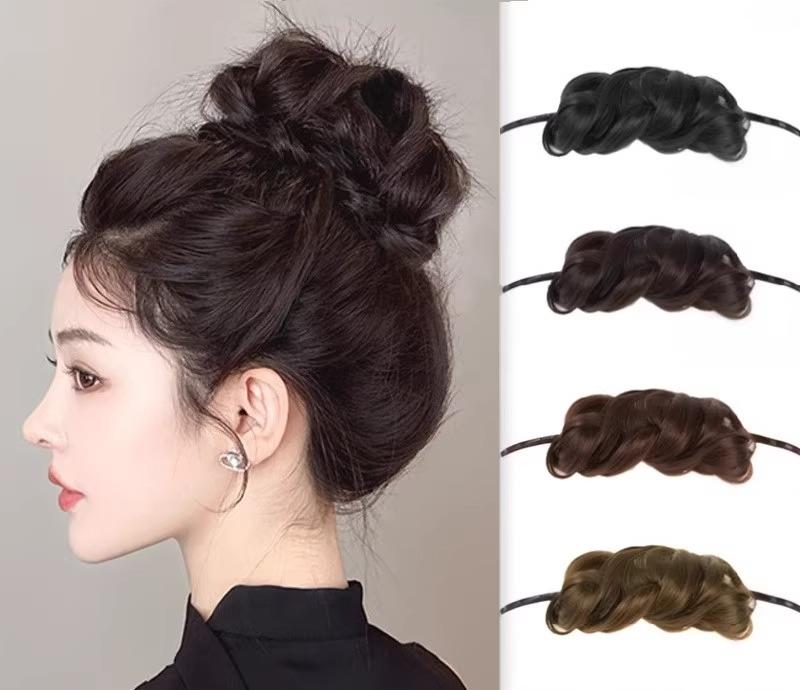 お団子 ウィッグ つけ毛 レディース 簡単 巻き付け クリップ ゴム シュシュ ポイント 部分用 ワンタッチ まとめ髪 ボリュームアップ ヘアアレンジ 小物 シンプル おしゃれ 黒 茶