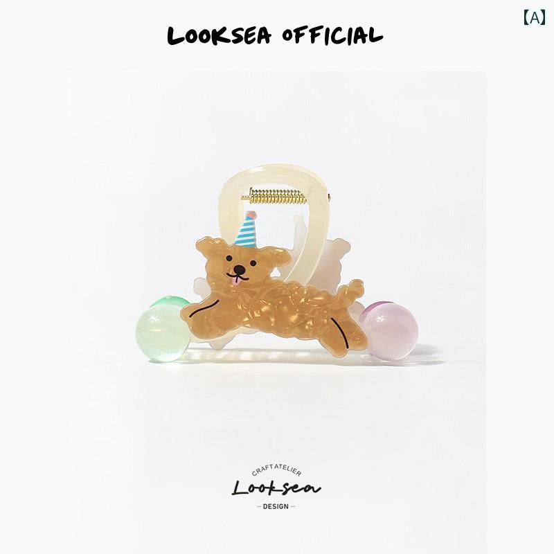 ヘアクリップ 萌系 カラフル 小犬 ユニーク シャーク型 後頭部用 髪留め レディース 春夏