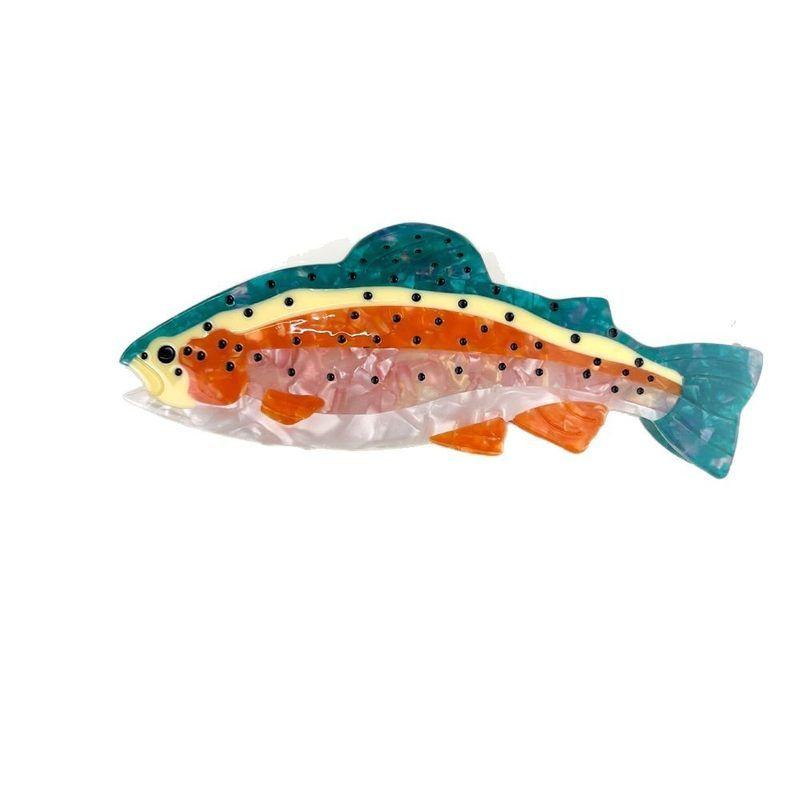 ヘアクリップ 個性 サーモン おしゃれ 海 ハーフアップ 髪留め レディース 鮭形 鮮やか カジュアル